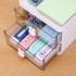 Denozer Small Desk Organizer With Drawer, Office Desktop Storage Box, Business Card/Pen/Pencil/Mobile Phone/Stationery Holder Storage Box, Makeup Organizer for Office School Home (White)